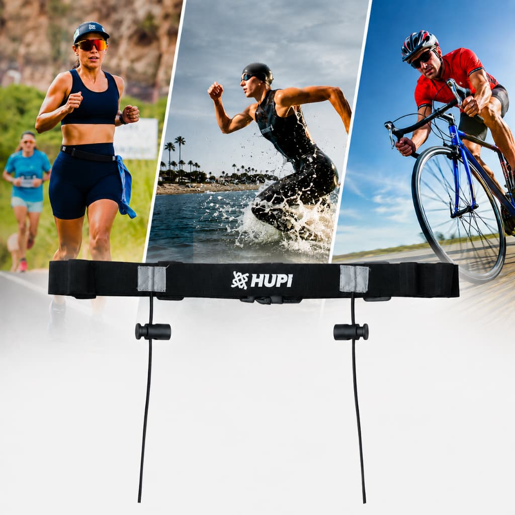 Cinto Porta Número De Corrida Triathlon Ciclismo Maratona Preto Ajustável Cinta Pochete Hupi
