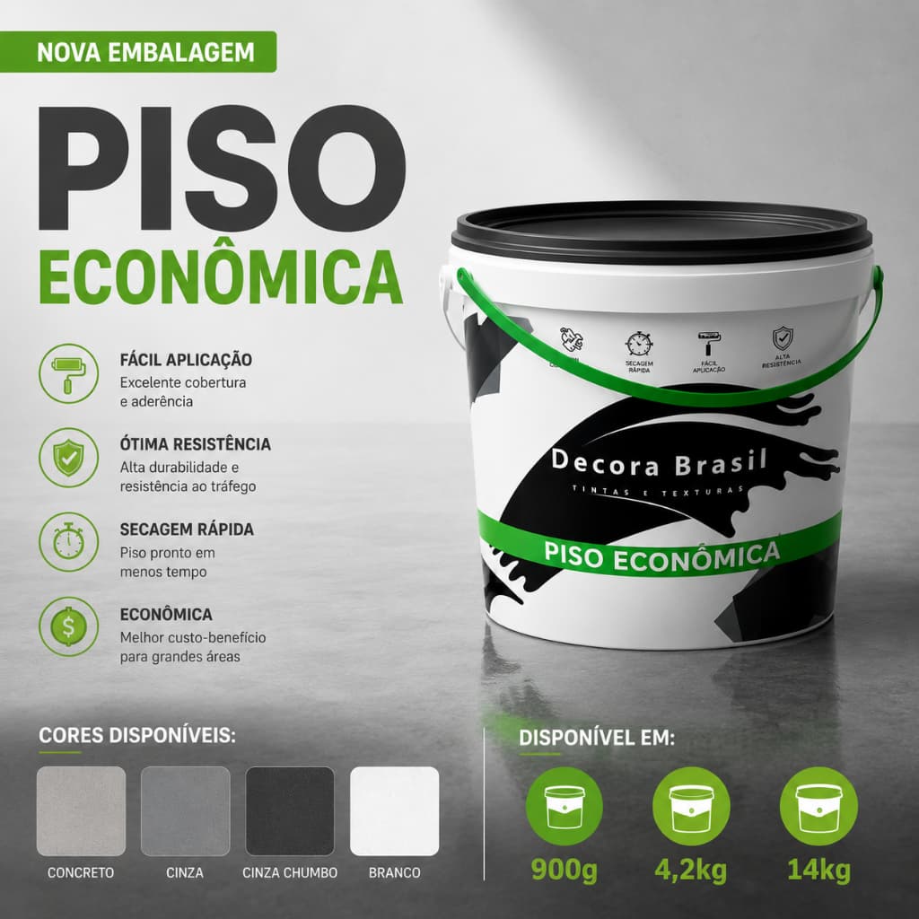 Tinta Piso Econômica 900g 4,2 kg e 14 kg Garagens Calçadas Varandas Cobertura Maior Base d'Água