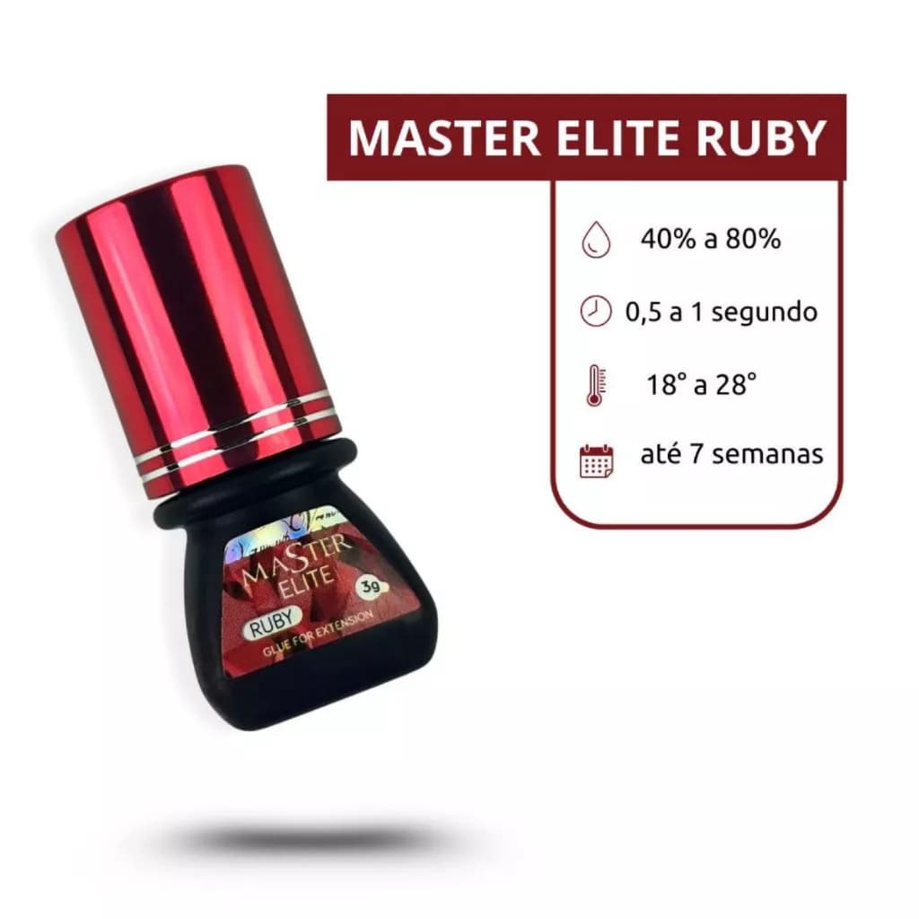 Cola Elite Master Ruby 3ml Para Alongamento de Cílios Alta Retenção Secagem Rápida