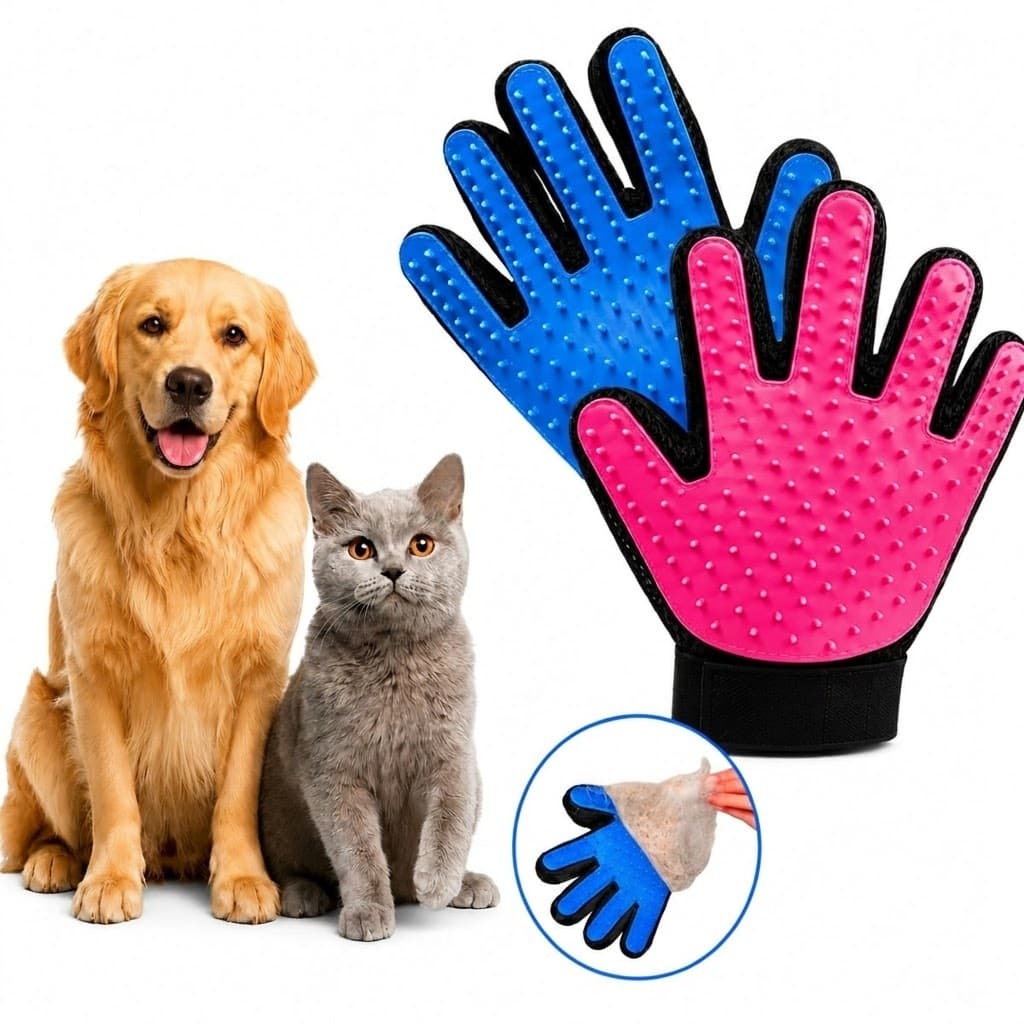 Luva Tira Pelo Nano Magnética Massageadora Cães Gatos Pets Cachorro Escova Removedora Silicone Suave