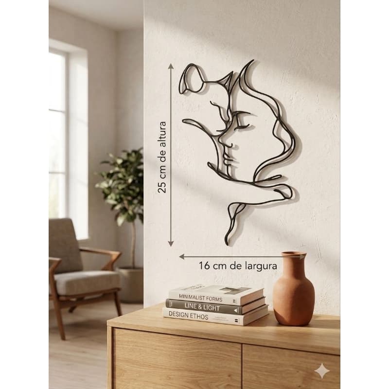 Figura Decorativa Rostos em Linha Contínua Arte Minimalista de Parede 3D