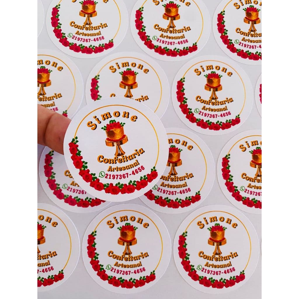 Adesivo Personalizado 5X5 com Logo Etiqueta Personalizada 40 60 80 120 Unidades Adesivos Logo