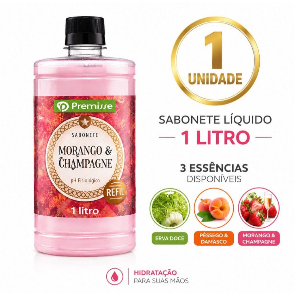 Sabonete Liquido Refil com Tampa 1 Litro Premisse PH Fisiológico