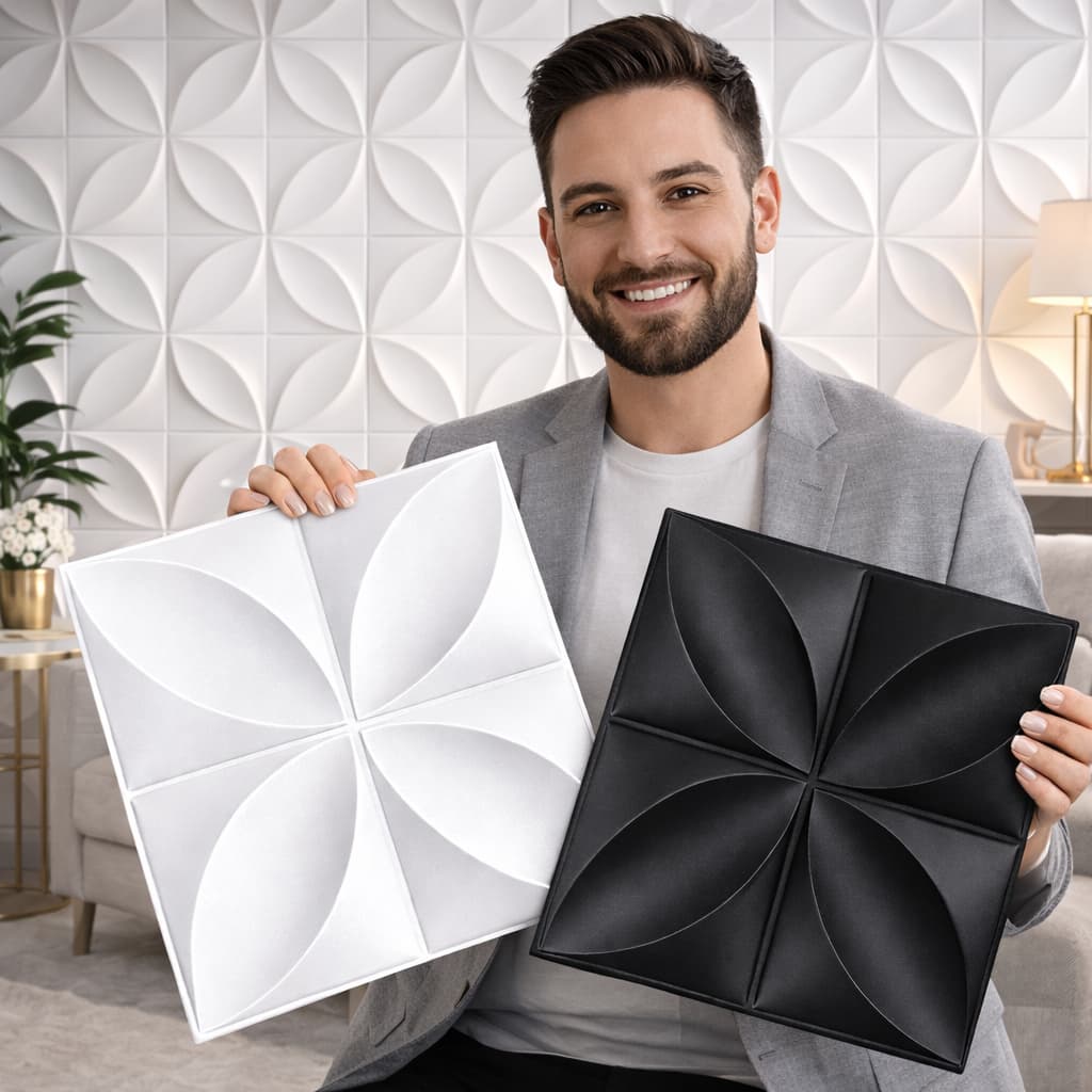 Kit de 80 Placas 3D em PVC 25x25 cm para Revestimento Decorativo de Parede