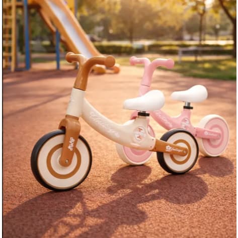 Bicicleta De Equilíbrio Infantil Sem Pedal Aro 12 Bege ou Rosa Até 30kg Educativa Coordenação Motora