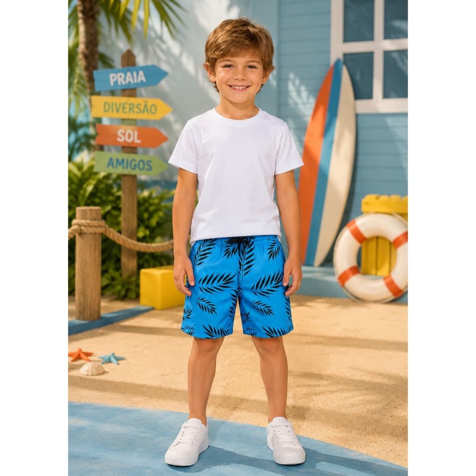 Short Mauricinho Tactel Infantil Masculino Grosso Premium Com Bolso Bermuda Moda Verão Seca Rápido