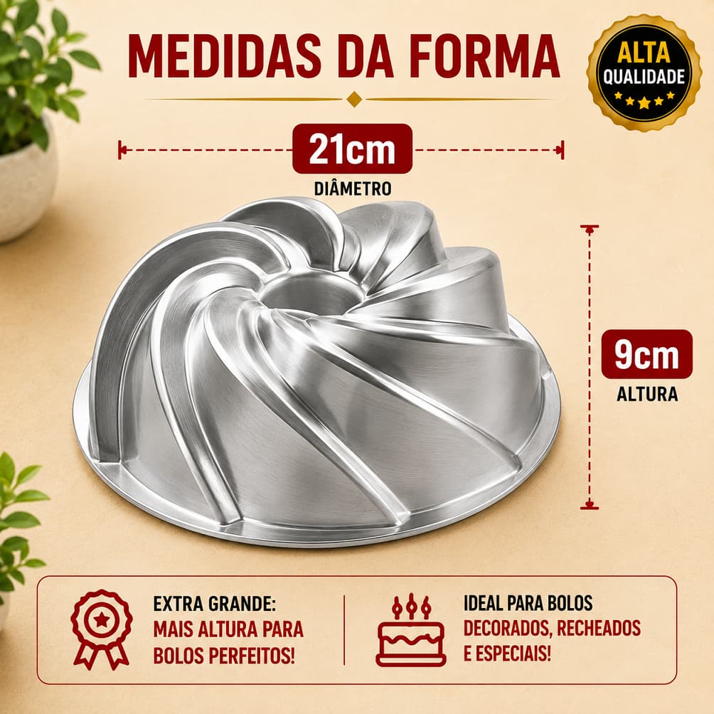 Forma Vulcão Extra Grande em Alumínio Profissional Para Bolo Decorado
