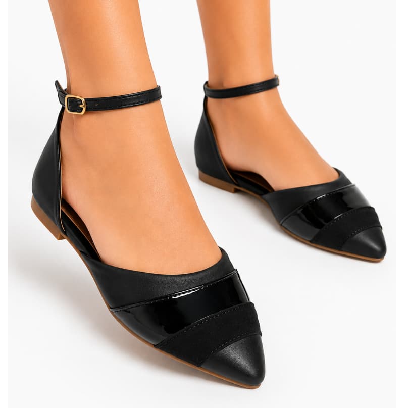 Sapatilha Feminina Salomé Bico Fino Elegante Preta Confortável