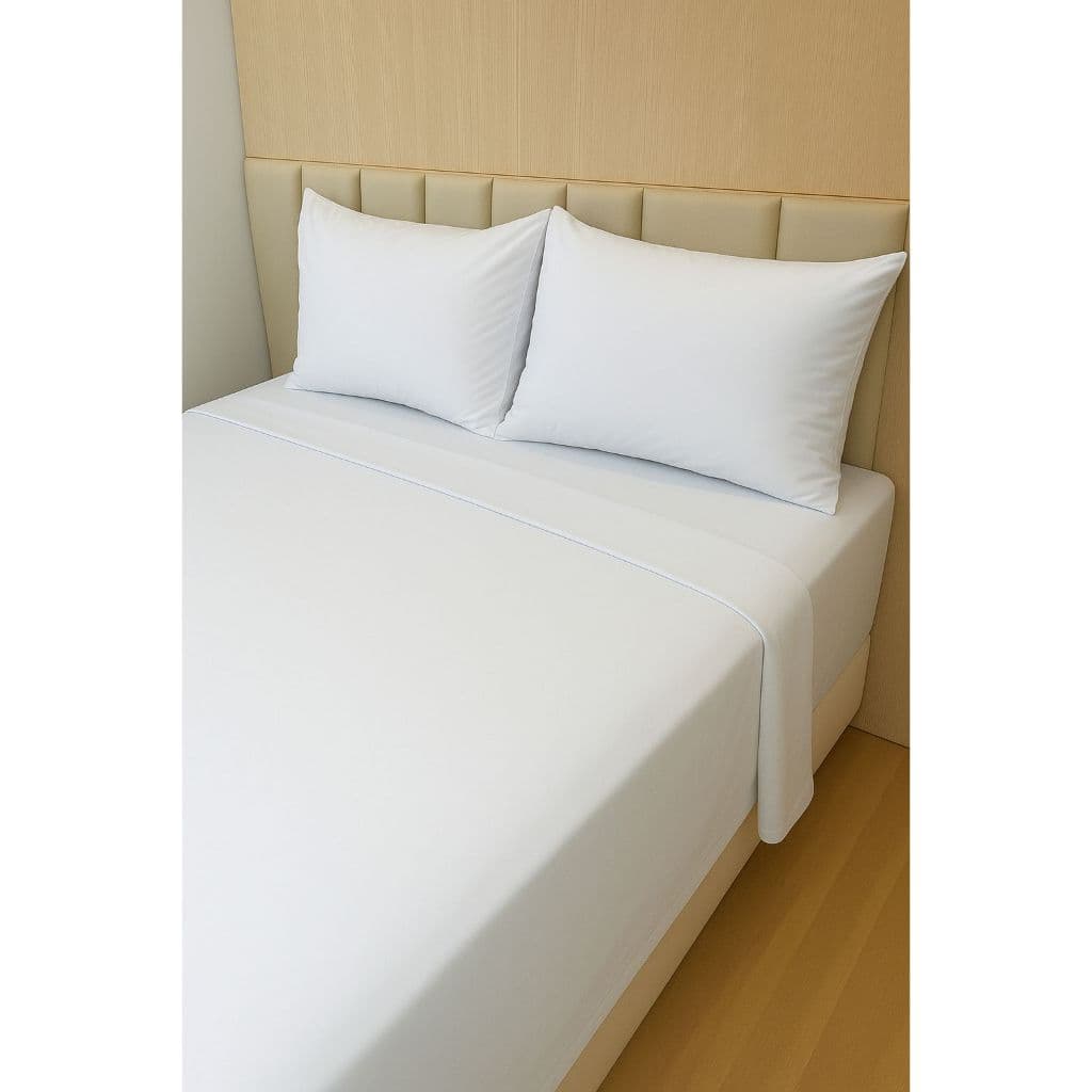 Jogo de Lençol Cama Queen Liso 3pç S/Elástico Micropercal 500 Fios Toque Macio de Algodão