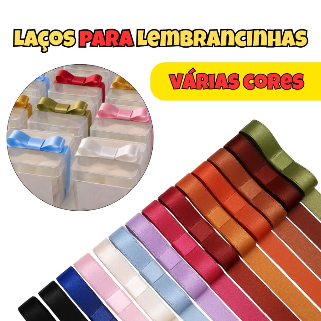 Laços Prontos de 7cm + Fita de 45cm para Lembrancinhas Laço para Caixinha Acrílica Acetato Festa