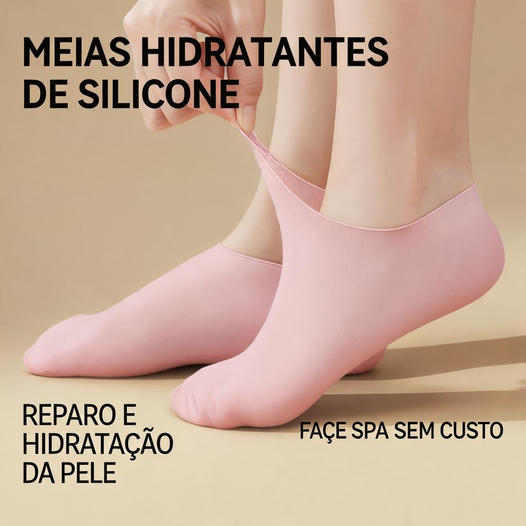 Meias De Silicone Tratamento para Pés Ressecados Meias com Gel Hidratante Resultado em 1 Uso