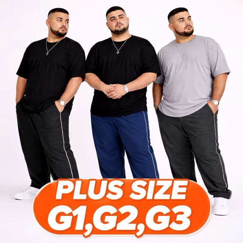 Kit 3 Calça Masculina Tactel Plus Size Com Bolso Lateral Esporte Academia