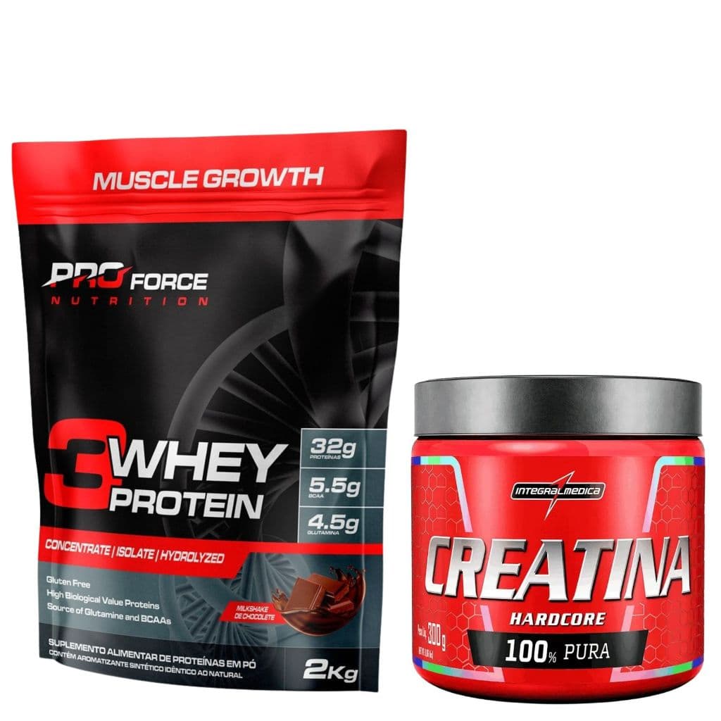 Combo Whey Protein 3Whey 2kg + Creatina Monohidratada 300g Integralmedica
