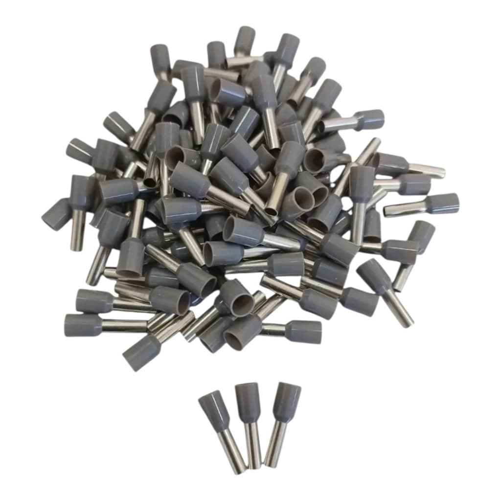 Terminal Tubular Ilhós 4mm Cinza Pre Isolado Erma Kit 100un