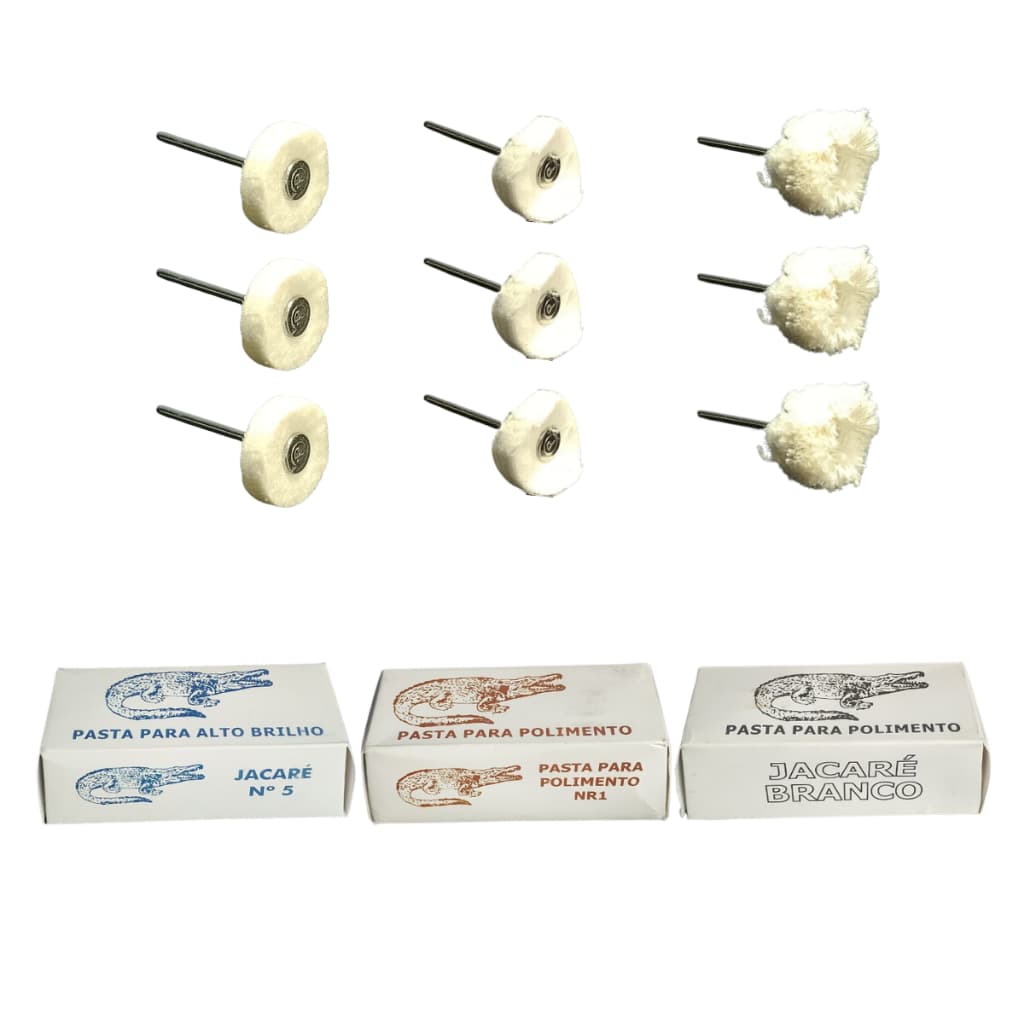 Kit Polimento para Micro Retifica Massas Escovas para polir Inox Alumínio