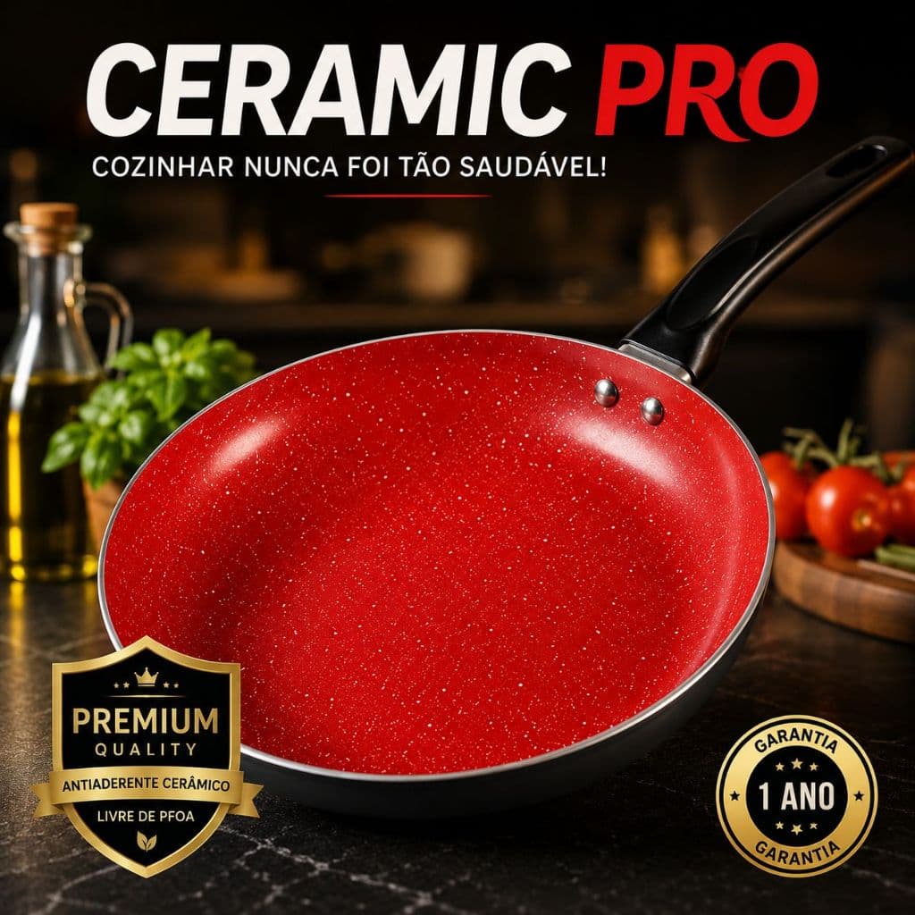 Frigideira Cerâmica Antiaderente 26cm Fratelli Max Chefe Black Red 🔥🍳