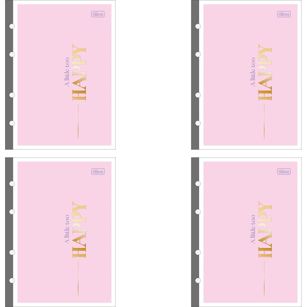 Kit C/4 Refil Tiliflex Colegial Happy, 17x24, Para Caderno Fichário Argolado Cartonado b5 - Tilibra