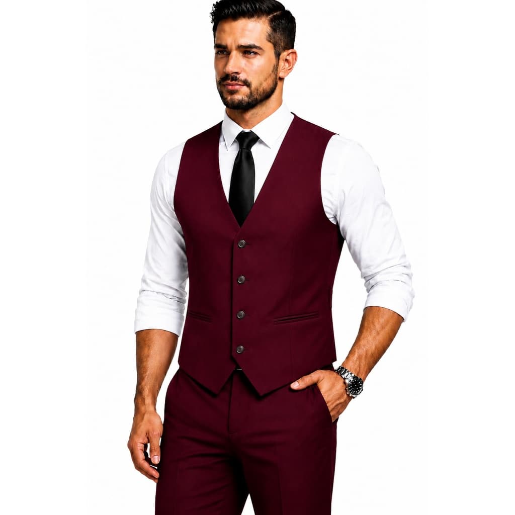 Colete Social Masculino Slim Oxford Premium Vinho Borô: Desconto Irresistível - Garanta Já!