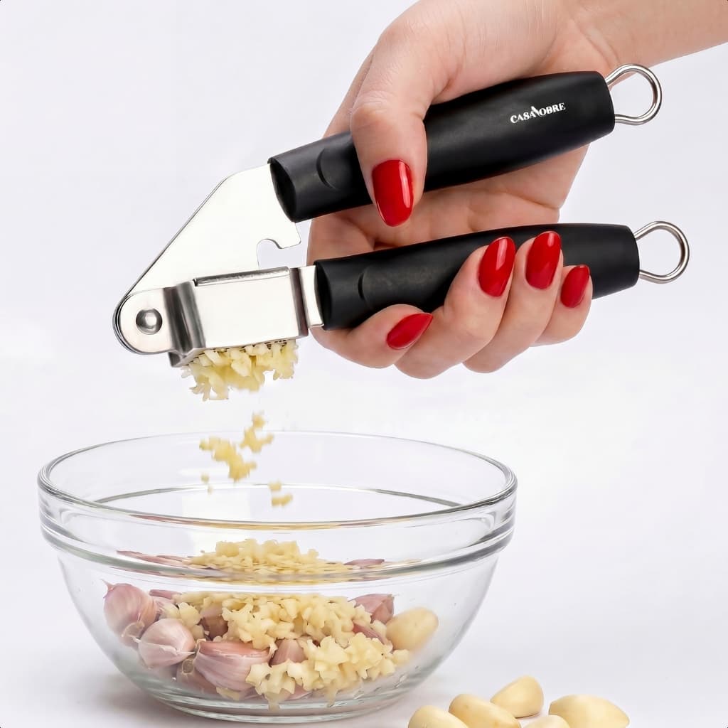 Triturador De Alho Manual Inox Alta Resistência Prático Fácil Limpeza Cozinha Profissional