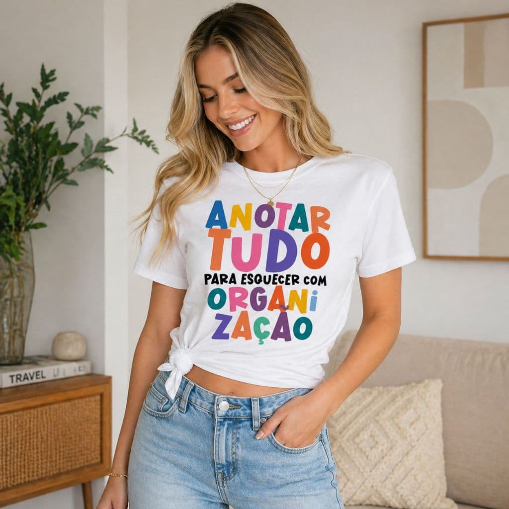 Camiseta Engraçada Anotar Tudo Para Esquecer Organização Feminina Oversized Tumblr Casual T-Shirt Divertida