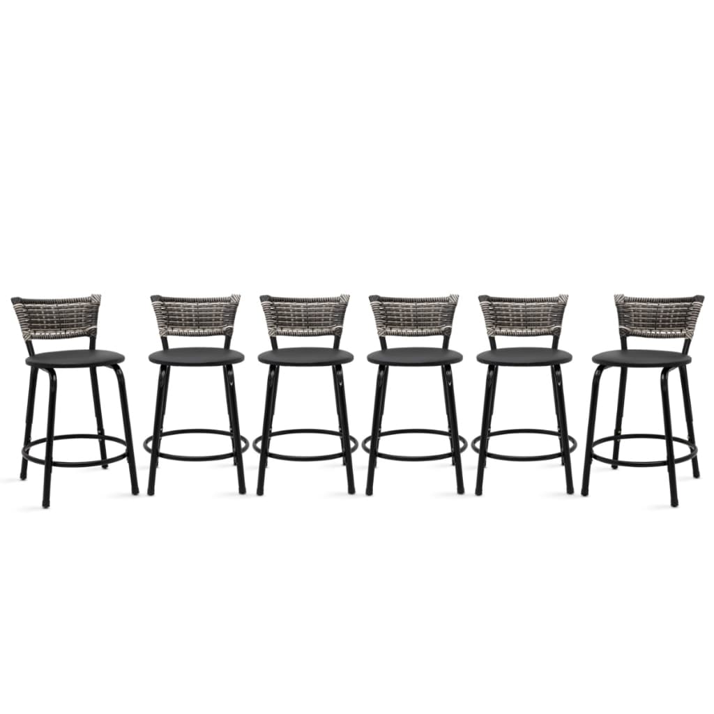 Kit 6 Banquetas Baixa Junco Degradê Banco 45cm Ideal Mesa Jantar Bistrô Bar Cozinha Área Gourmet