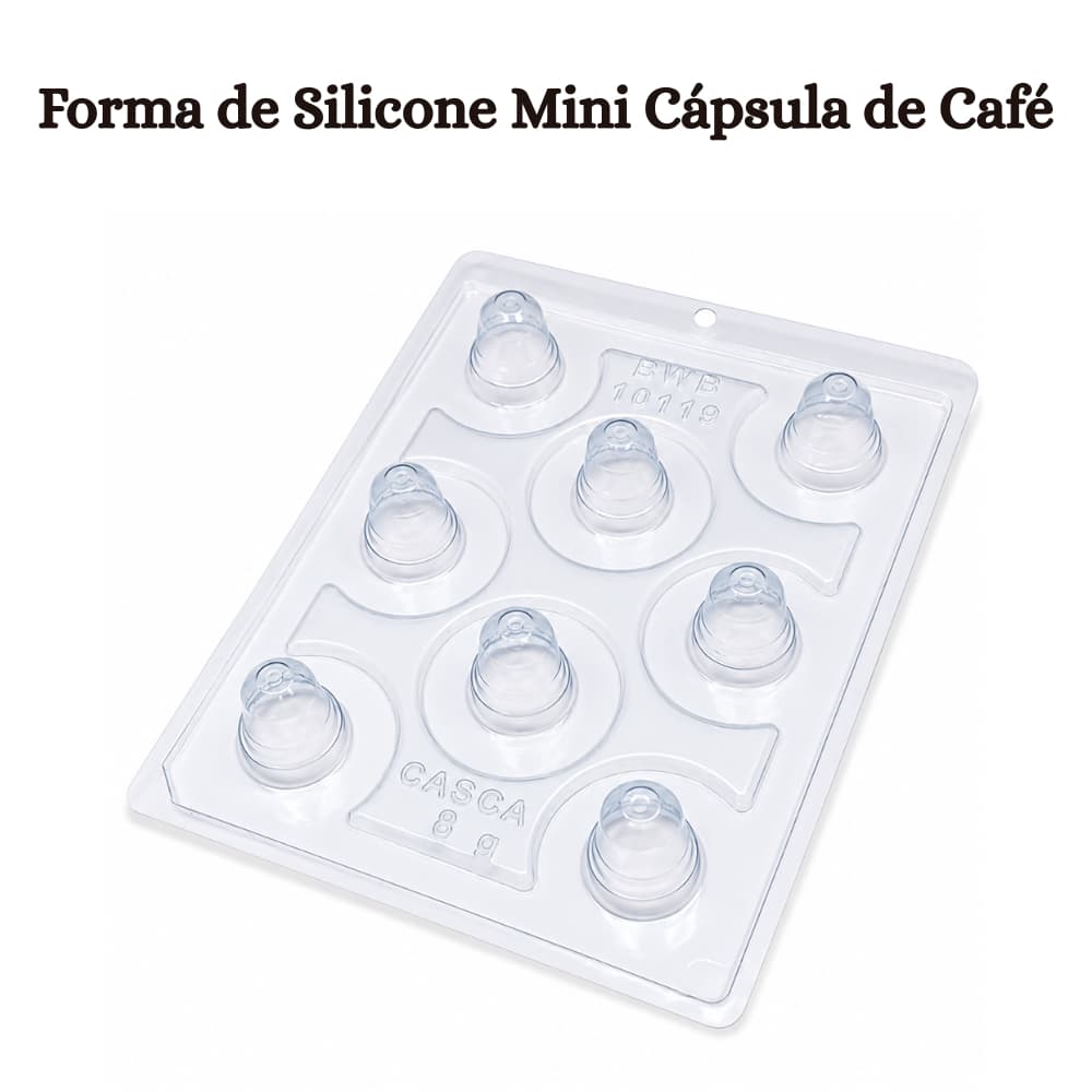 Forma Mini Cápsula de Café BWB 10119 Acetato Silicone Chocolate Confeitaria Gourmet 3 Partes Doces