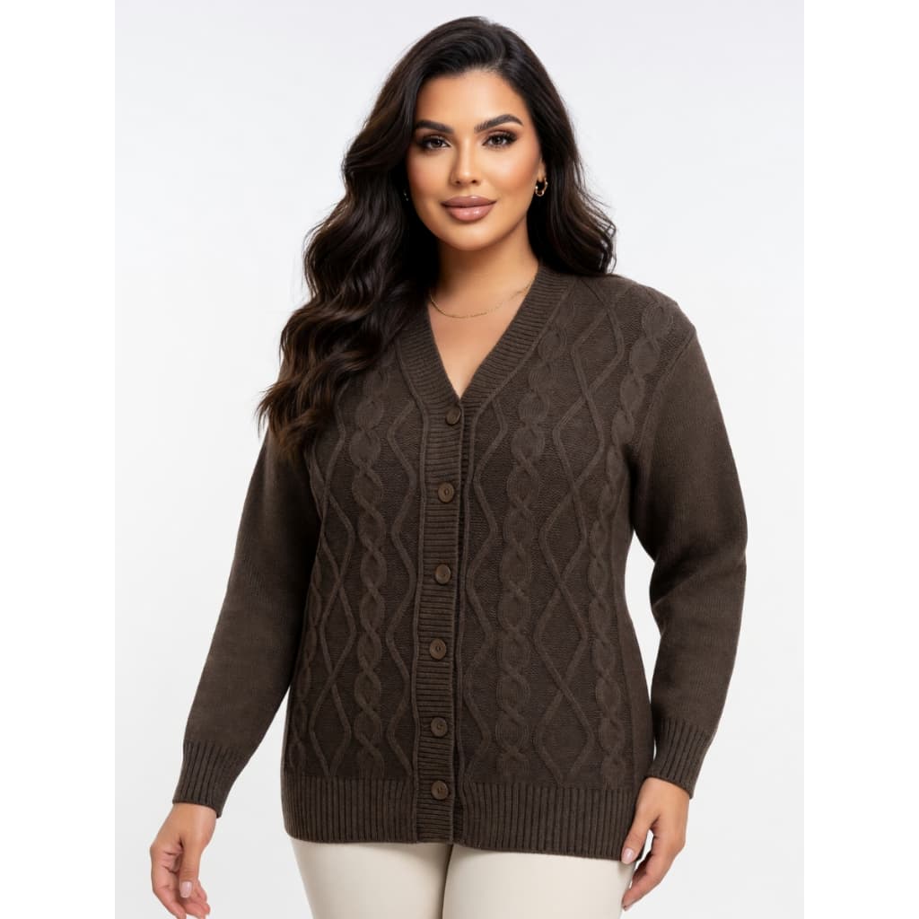 Casaquinho Feminino Tricot Plus Size Casaco de Botão Plus Size Blusa Plus Size