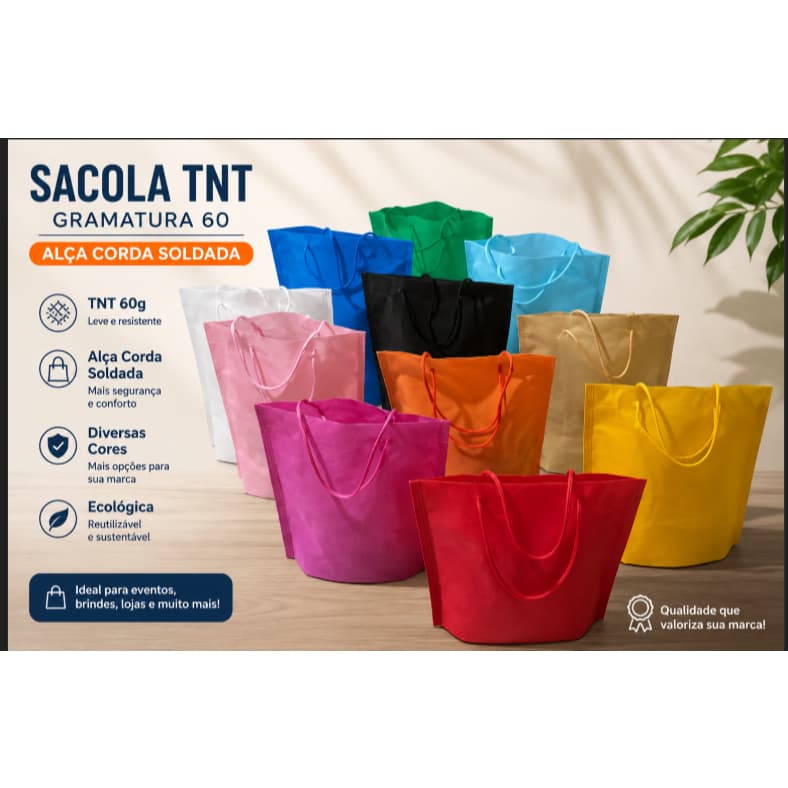 Sacola surpresa 18x20,em TNT,gramatura 60,Alça Cordão,10 Unidades cada pacotes, Resistente, SOLDADA
