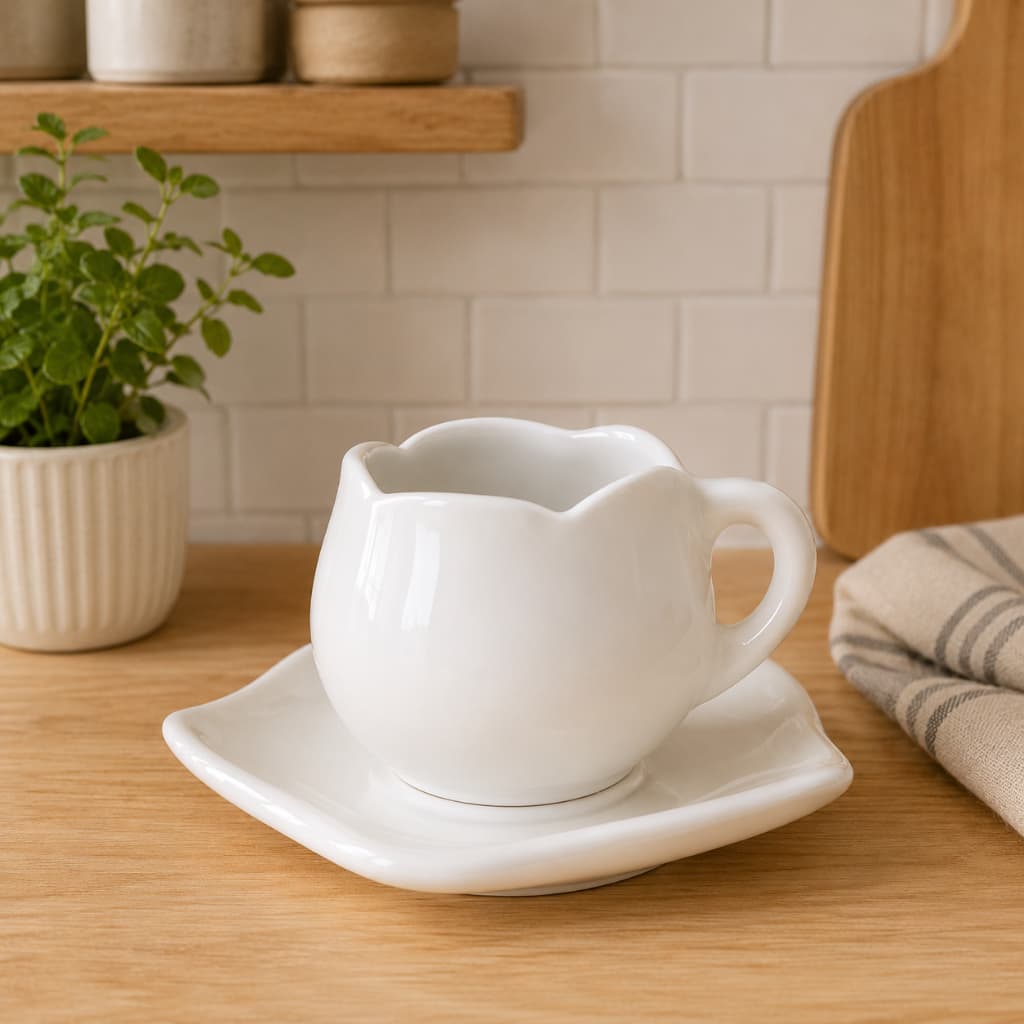 Conjunto 4 Xicaras de Cafe Tulipa 80ml Cerâmica Luxo Cozinha