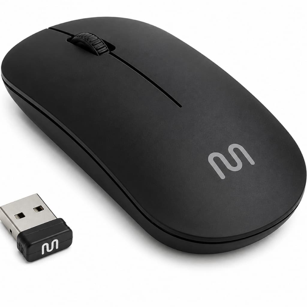 Mouse Sem Fio Bluetooth Multilaser MO307 Preto Slim 1200 DPI USB Nano Receptor Design Ergonômico