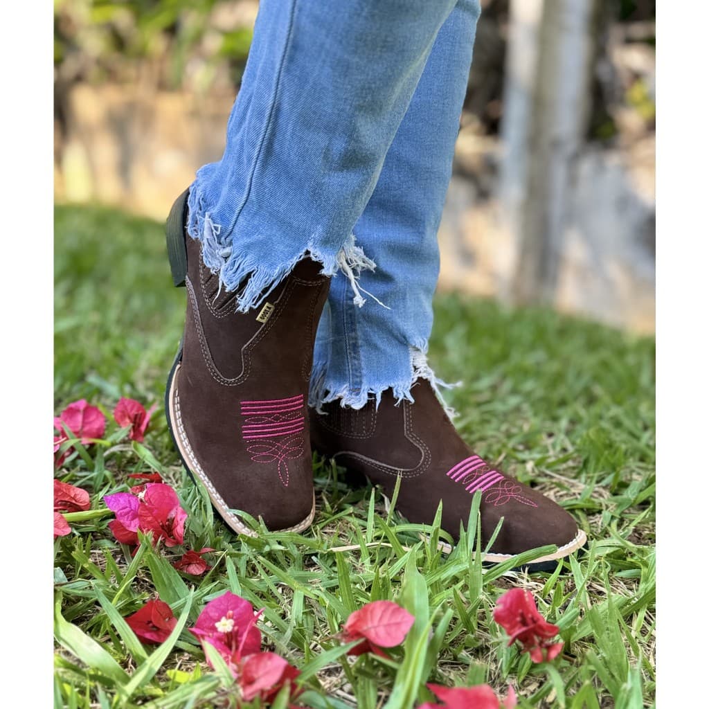 Botinas Texanas  Feminina Botas Montaria  Couro Legítimo Macia Resistente Rodeio