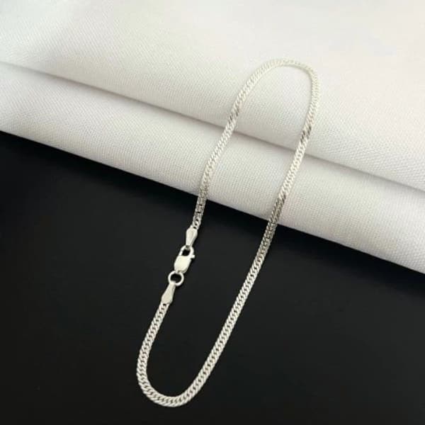Pulseira Elo Duplo 2mm Prata Mista Masculina Estilo Italiano