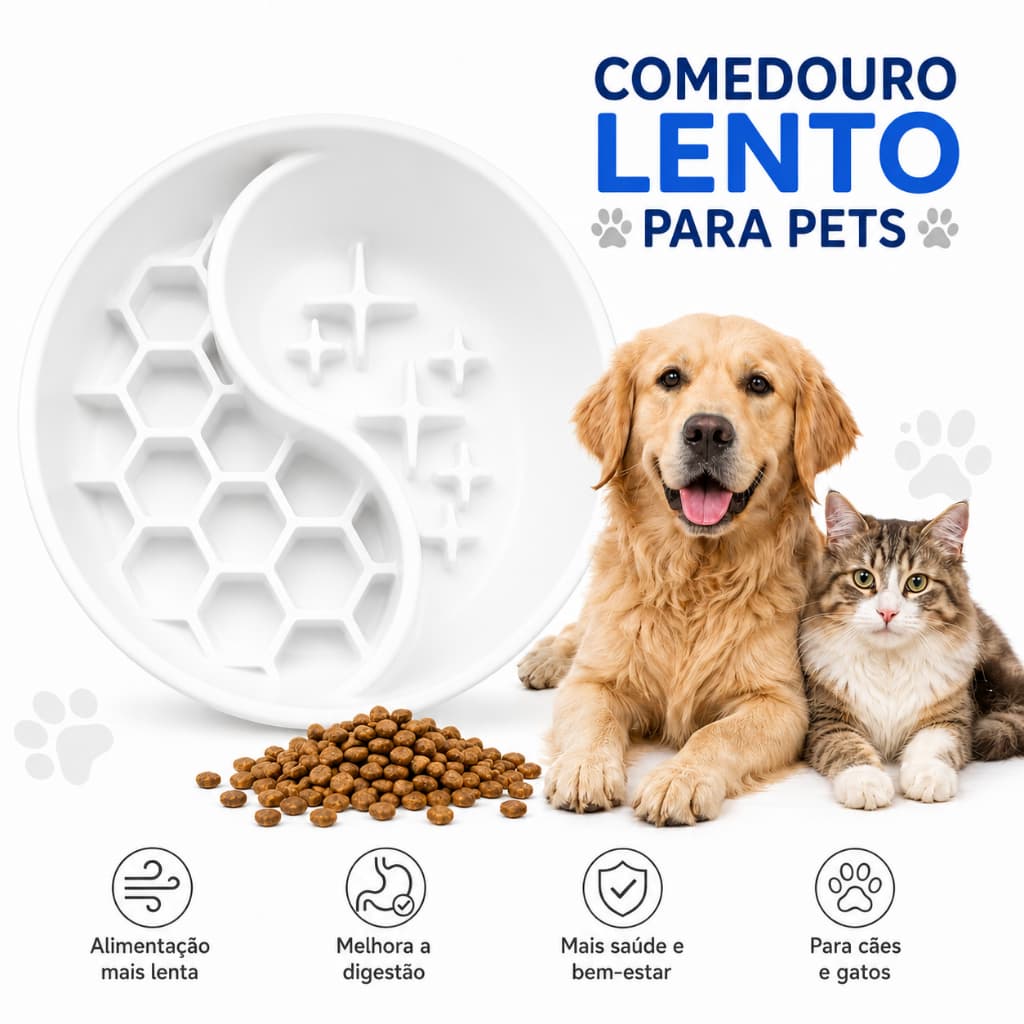 Comedouro Lento para Cães e Gatos Anti Engasgo Alimentação Lenta Pet Plástico Resistente