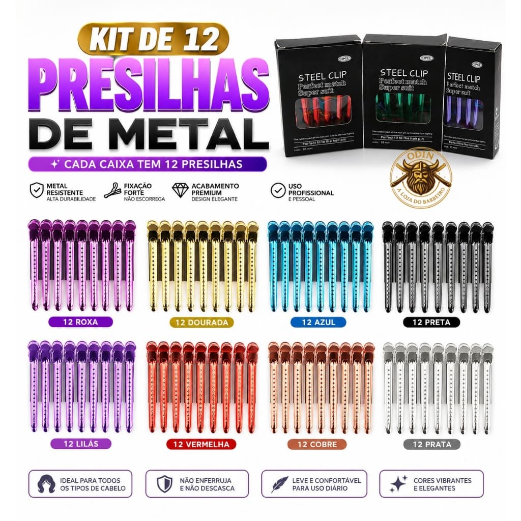 12 Presilha de Alumínio Metálico Presilha de Metal Bico de Pato de cabelo Presilha de Metal Dourada