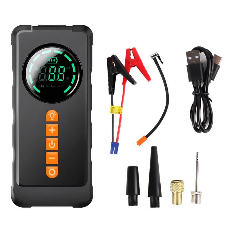 Bomba de Ar Portatil Compressor Inflator Multi-função 4 em 1 PowerBank 8kmah Bateria Calibrador de Carro Pneu