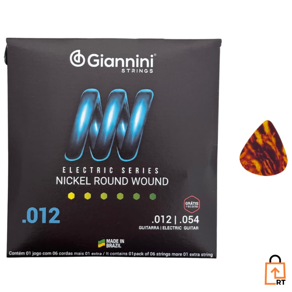 Encordoamento Guitarra Giannini 012 Geegst Níquel Original + Palheta