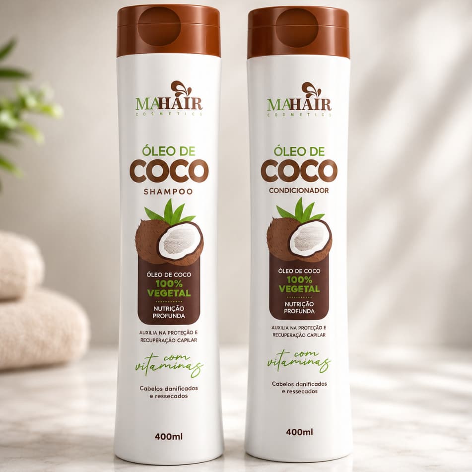 Shampoo e Condicionador Óleo de Coco Reconstrução e Hidratação Mahair - Promoção !