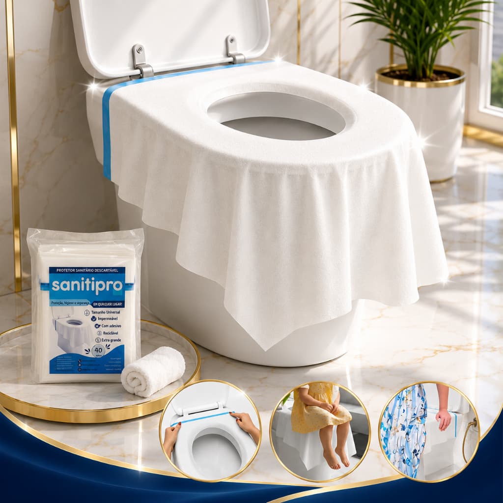 Protetor De Vaso Assento Sanitário 40un Com adesivo Descartável Impermeável Para Privada