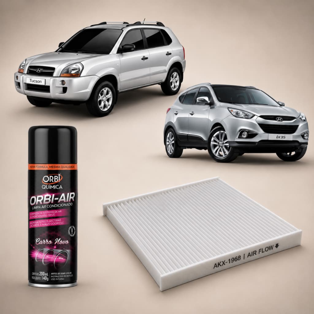 Filtro Ar Condicionado De Cabine + Limpa Ar Hyundai IX35 Tucson Kia Cerato Sportage