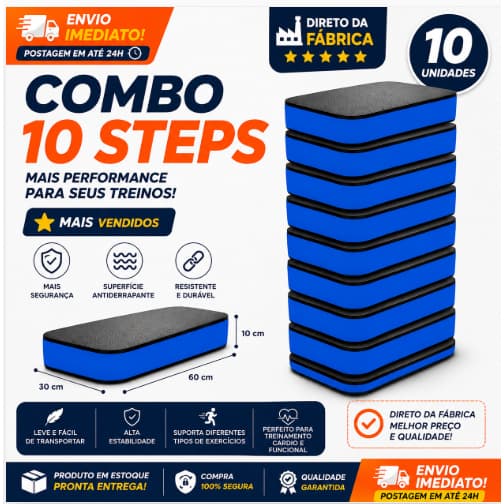 Combo 10 Steps EVA Academia Funcional 60x30x10 Direto da Fábrica