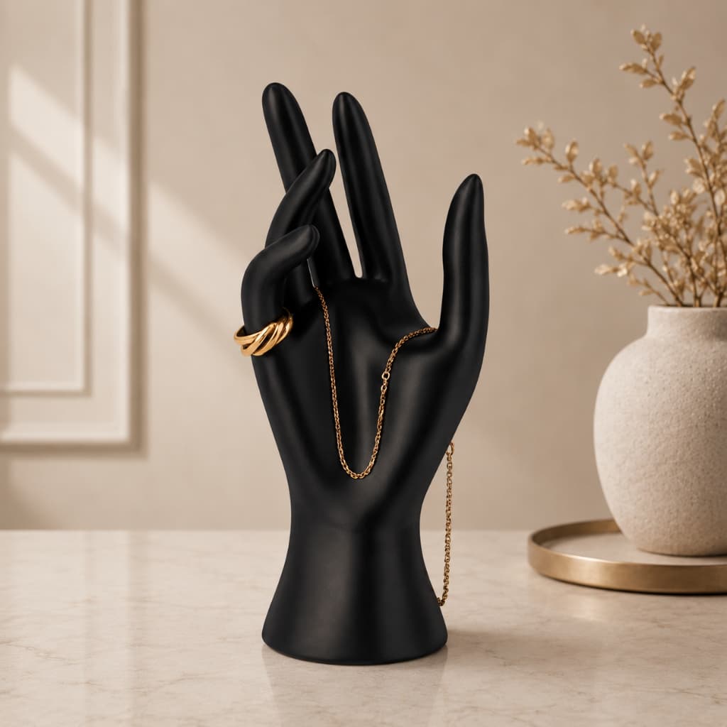 Mão Expositora Anéis Organizador Elegante Moderno Porta Joias Colar  Aliança Pulseira
