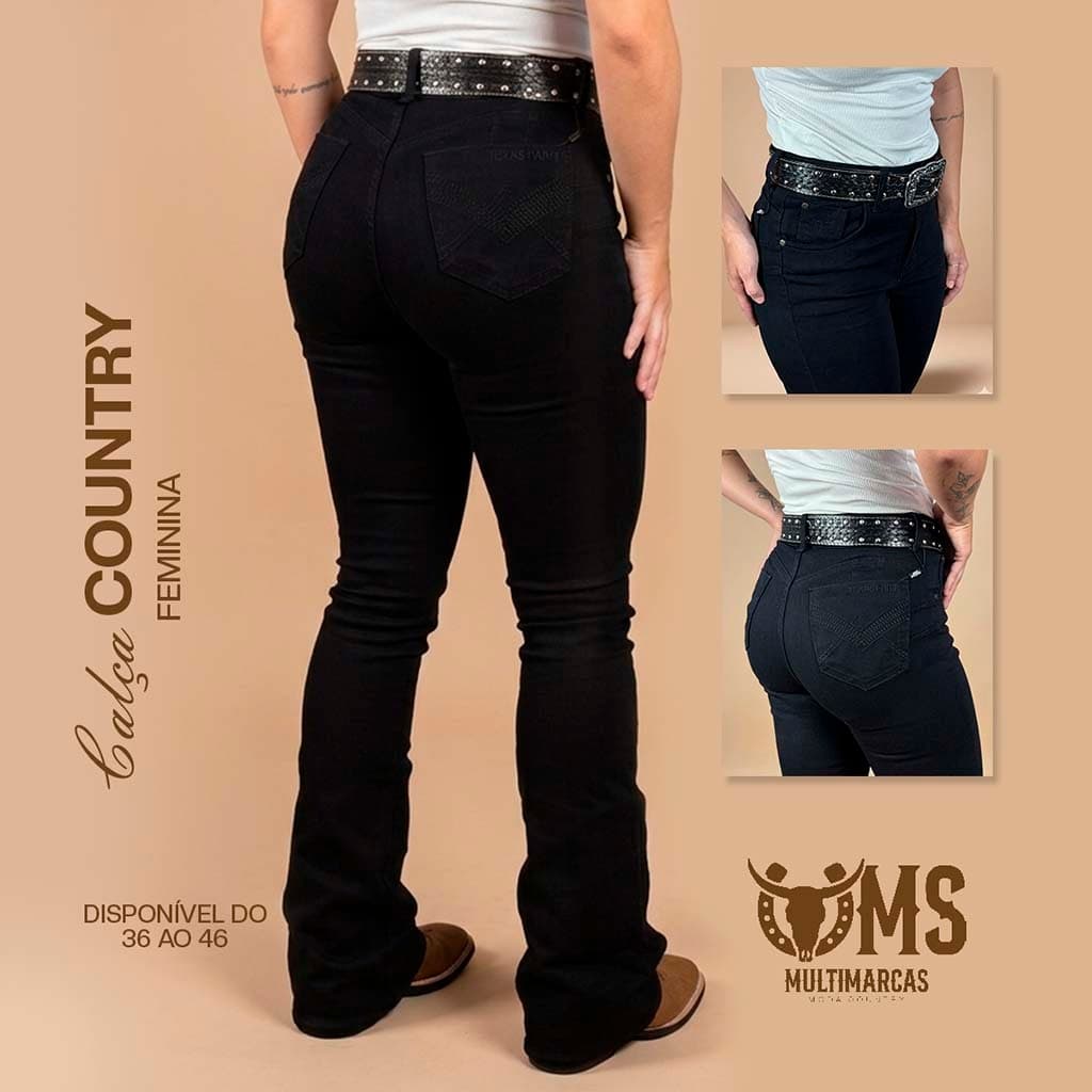 Calça Jeans Feminina Country Premium Cintura Alta Para Bota