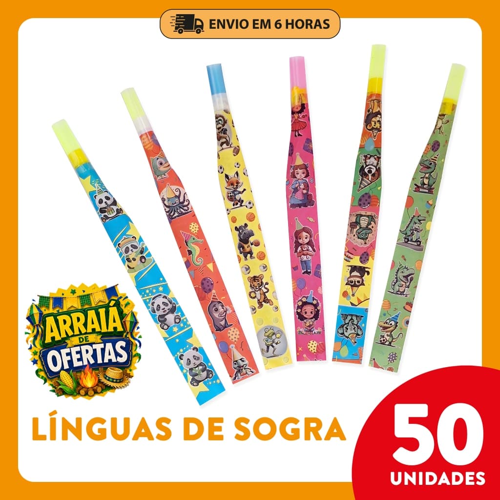 Kit 50 a 100 Línguas de Sogra Coloridas  - Lembrancinha, Prenda Festa Junina , Infantil, Aniversário