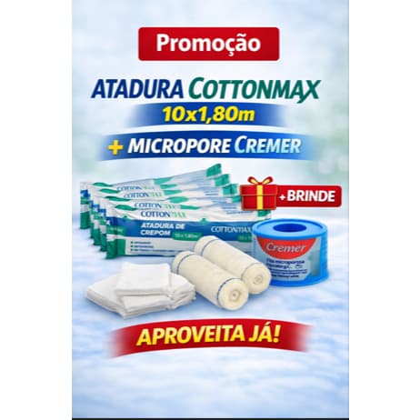 Atadura De Crepe KIT + BRINDE - 10cm X 1,80 mts 13 Fios - Crepom Cottonmax