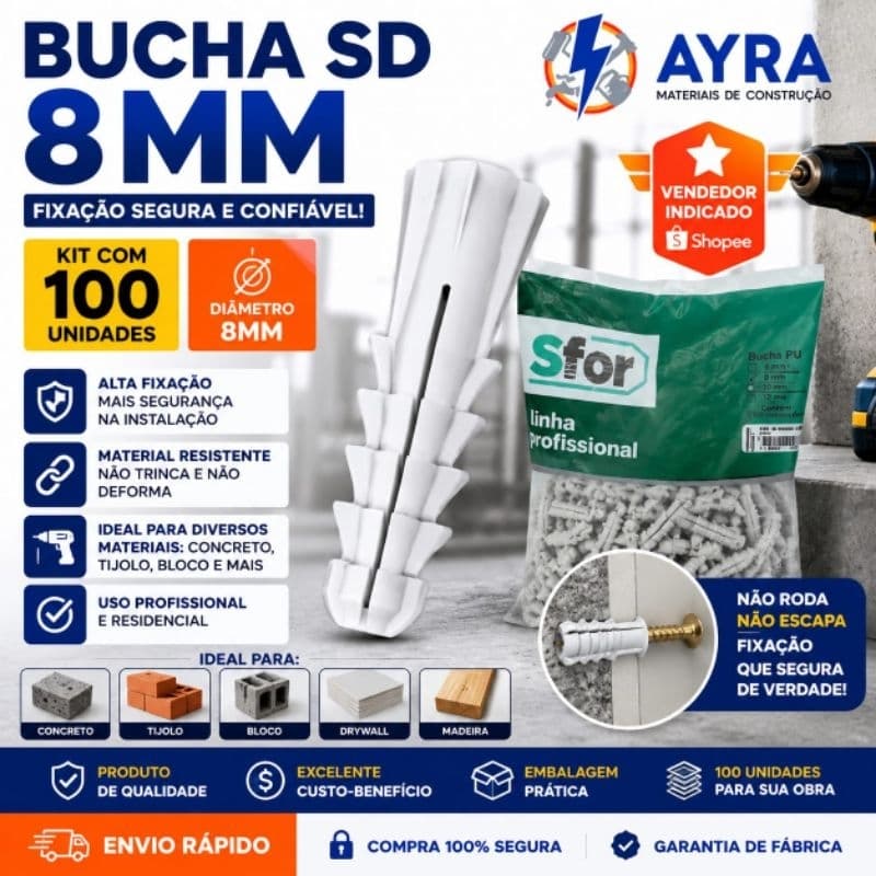Bucha SD 8mm com 100 und - SFOR