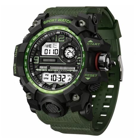 Relógio Digital Masculino Militar Resistente a Agua Cor Verde