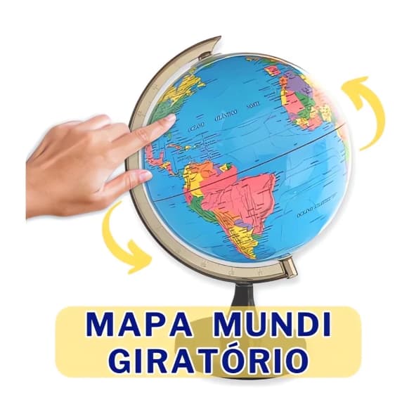 Globo Terrestre Giratório Escolar Mapa Mundi 16cm/23cm Decoração De Mesa Escritório e Estudo
