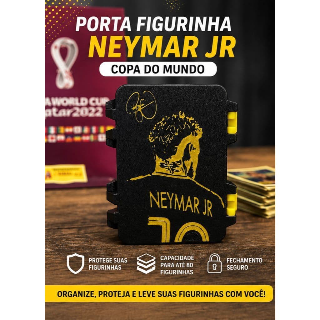 PORTA FIGURINHA COPA DO MUNDO NEYMAR 2026 TEXTURIZADA