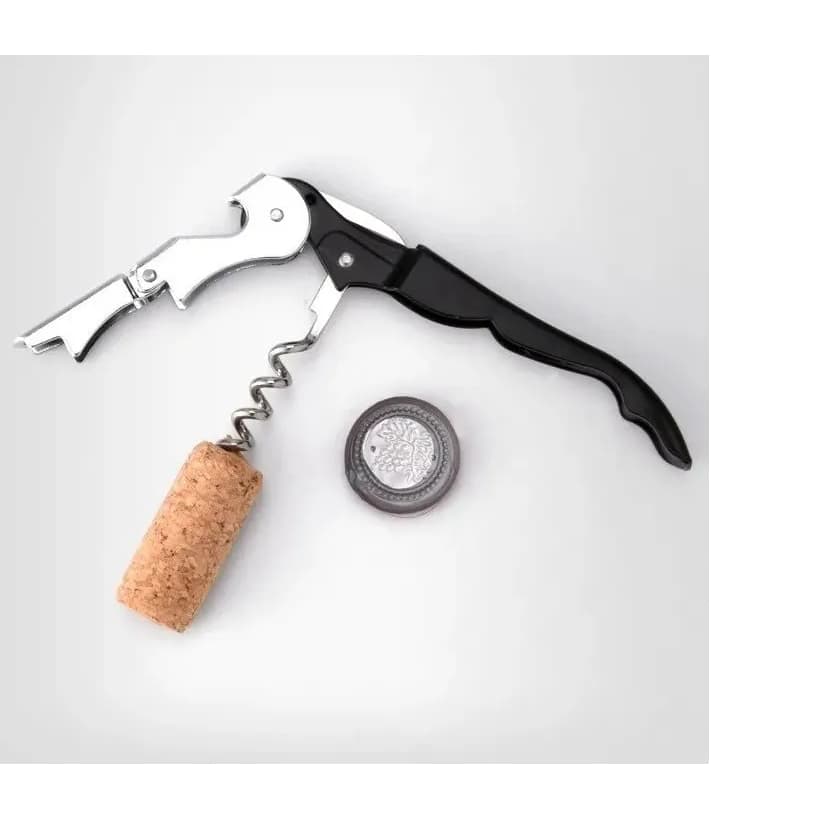 Saca-Rolhas Inox Multifuncional com Abridor de Garrafas e Serrinha, Compacto, Resistente e Dobrável