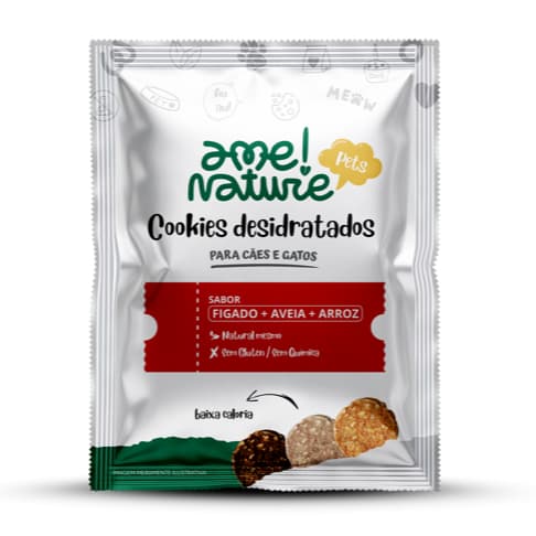 Mini Petisco Biscoito 100% Natural de Fígado 20g para Cães e Gatos Desidratado Ame Nature
